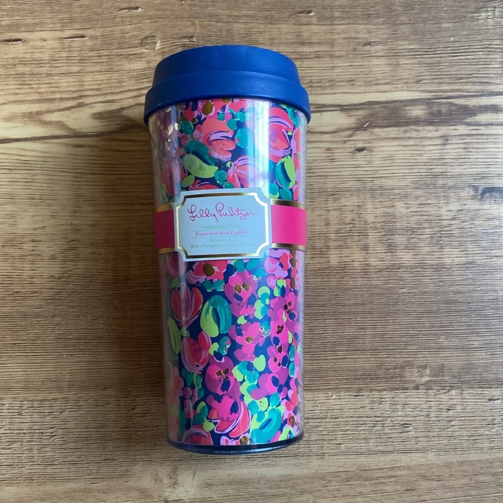 NWT Lilly Pulitzer Travel Thermal Mug in Wild Confetti